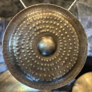 Handcrafted 15-Inch Tibetan/Himalayan Bossed/Nipple Gong — Deep Resonant Sound